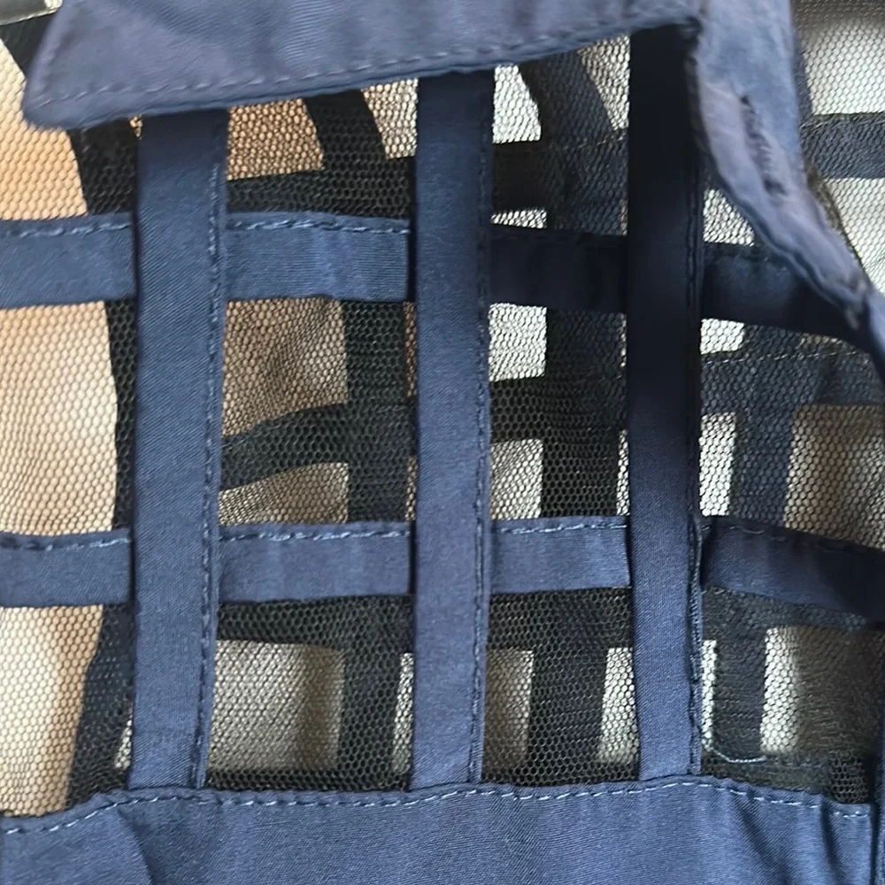 Navy Sleeveless Women's Top with Mesh Detail - Picture 2 of 4